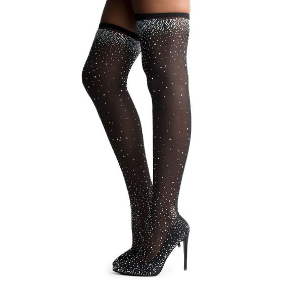 Lingerie-Inspired Trend: Sheer, Over the Knee Stockings Boots