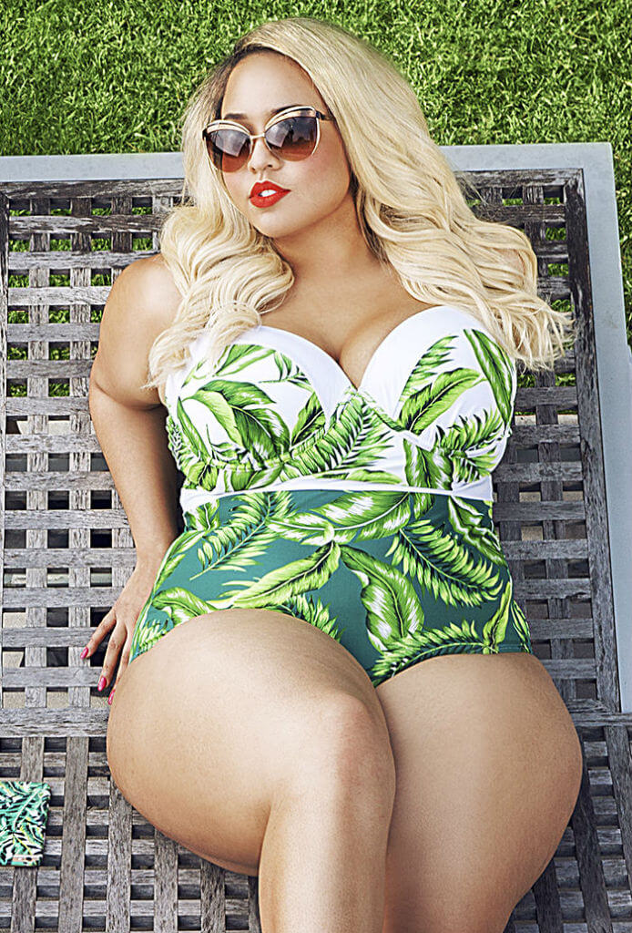 Plus Size Tropics and Waves One Piece Cutout Swimsuit