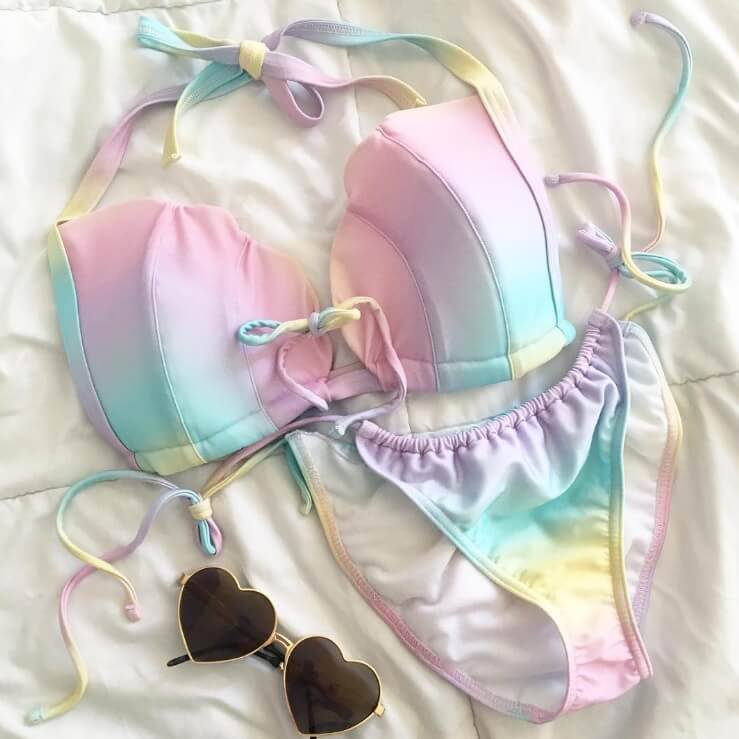 pastel rainbow bikini