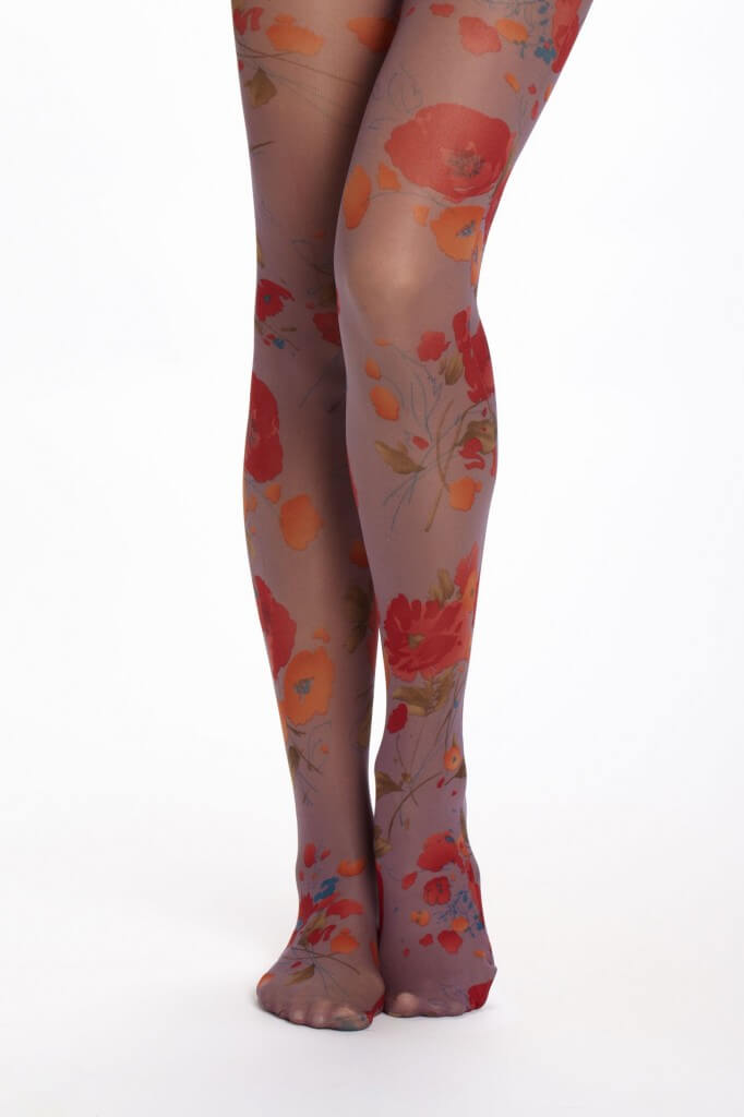 hansel from basel poppy printed tights