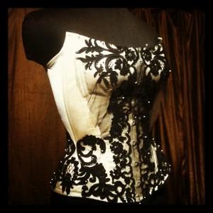 Hand detailing in progress on this runway-ready custom corset by Autumn Adamme of Dark Garden.