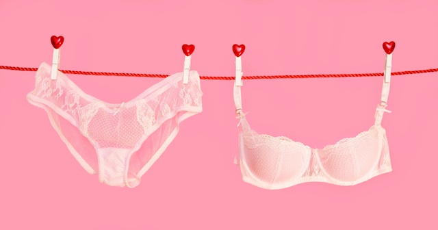 pink lingerie on the line