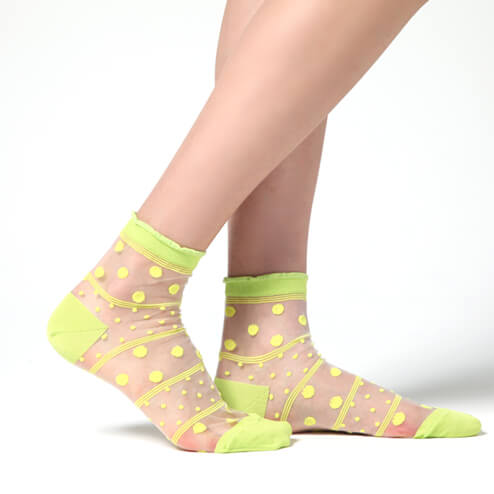tabio see through neon dot socks
