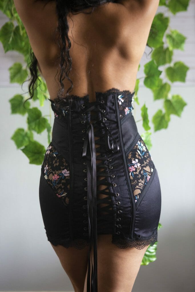 black lace and embroidery corset skirt by sada by sara
