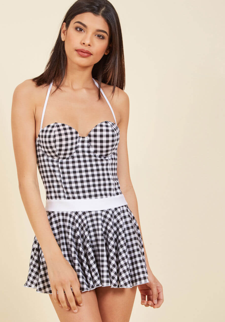 Swoon by the Sea Swim Dress in Black Gingham - Modcloth
