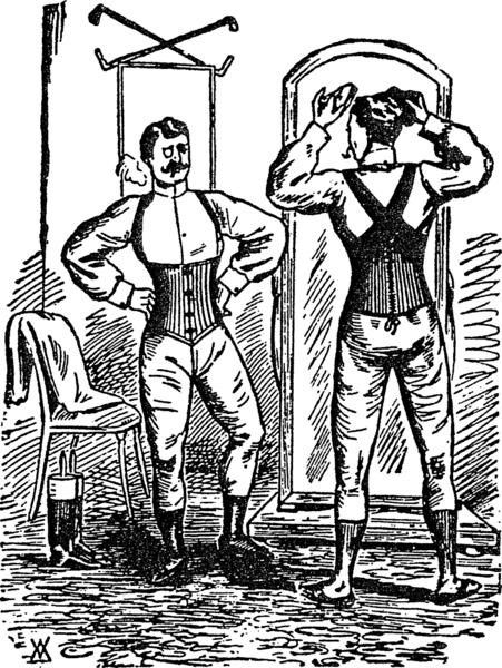 1893 ad for the "Invicorator Belt," a men's corset marketed as being for back support.