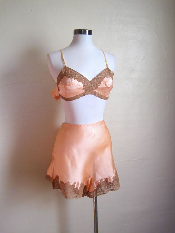 1930s Peach Silk Lingerie Set, via Etsy