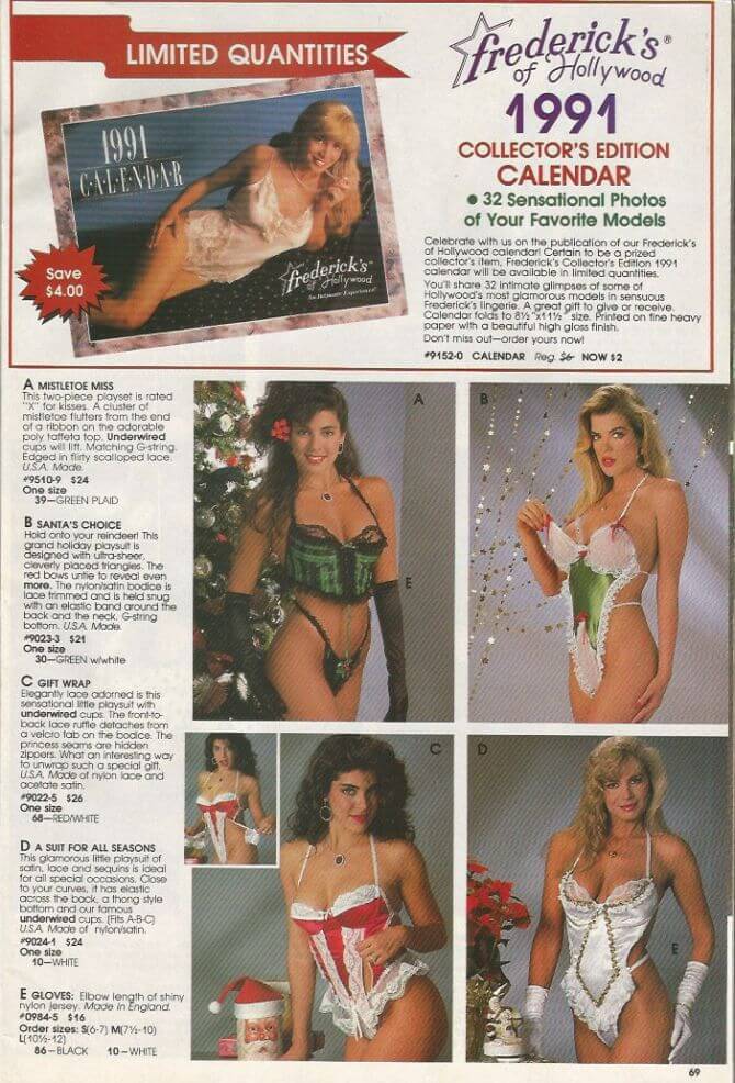 1991 Frederick's of Hollywood catalog page. What was sexy in the 1990s?