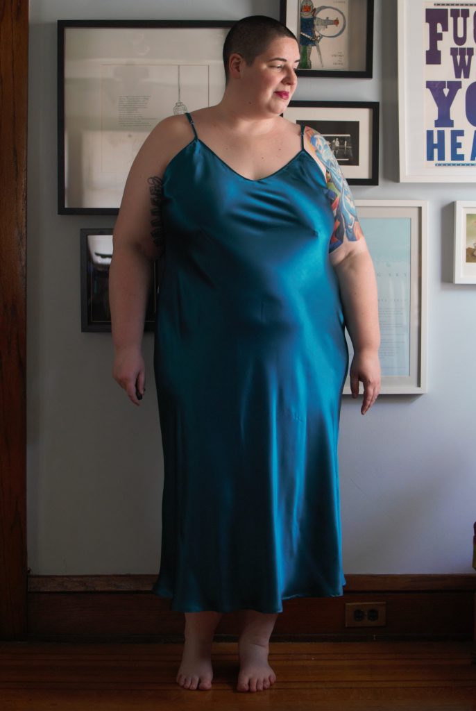 Lilysilk Deep Scoop Back Nightgown. Plus Size silk loungewear.