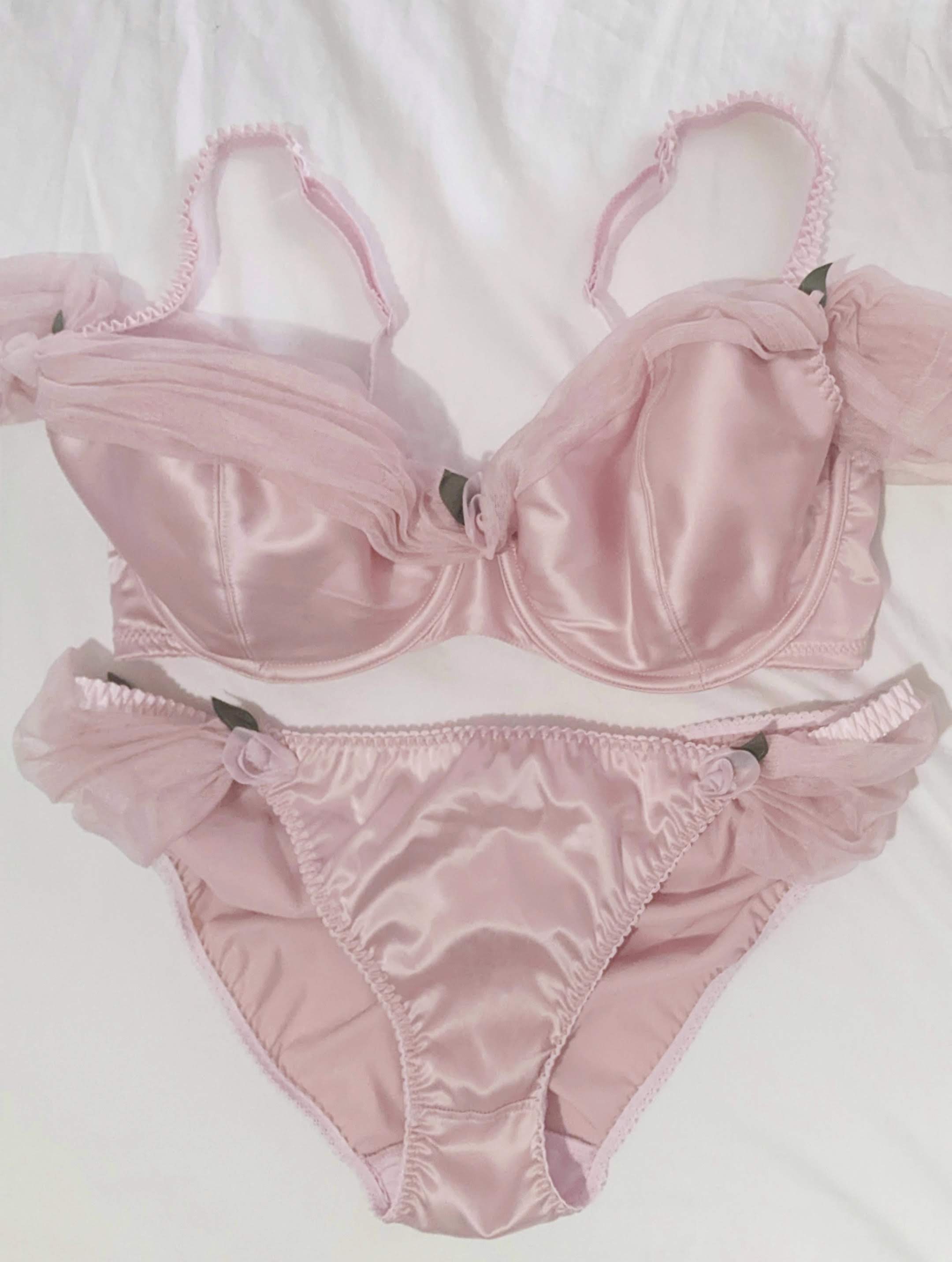 Buttress & Snatch Rosa Pink Silk Lingerie Set