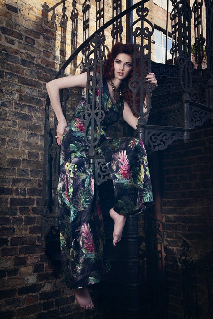Department of Curiosities - Luxurious, "Slow Fashion" Silk dressing gown. Hand drawn tropical print.