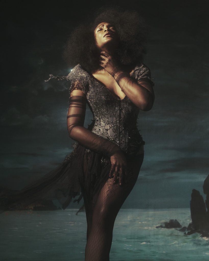 The Lingerie Addict modeling a Karolina Laskowska corset for a shoot with The Togfather
