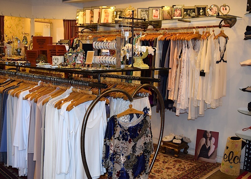 Racks of delicate sleepwear at Only Hearts