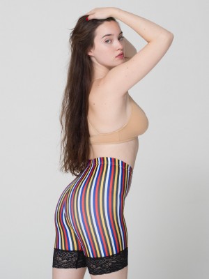 American Apparel Stripe Nylon Tricot Floral Lace Cycle Short, $20