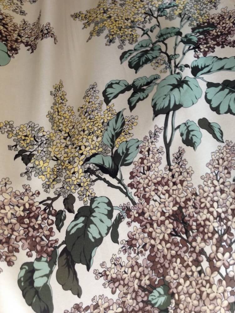 Andrés Intimates studio tour | Detail view of an original print on a vintage robe from their archive