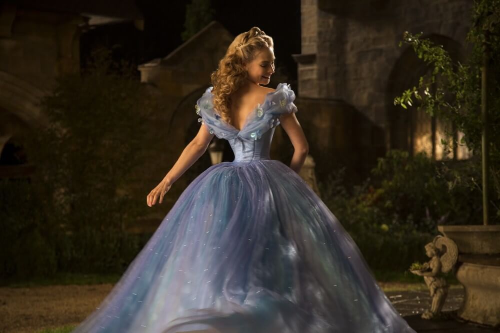 Lily James' now famously tiny waist in a promotional image from Disney's new live-action Cinderella film.