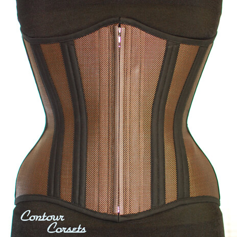 Contour Corsets bronze mesh corset with signature hidden zipper