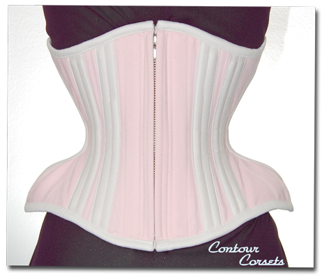 Contour Corsets high reduction corset in pink and white twill