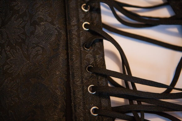 Eyelet detail. Overbust with Ribbon Lacing Detail on Hip Panels by Corsets UK. Photo by Karolina Laskowska