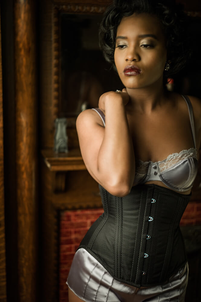 Dollymop for Dark Garden underbust corset | Model: Khadijah | Photo © Joel Aron