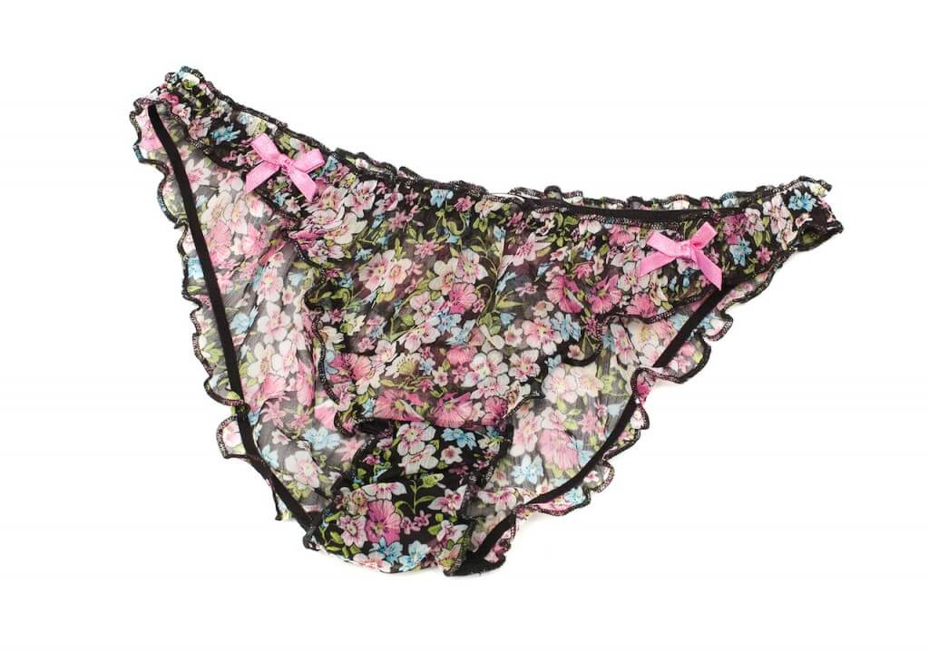 Glamour panties with floral pattern isolated on white background