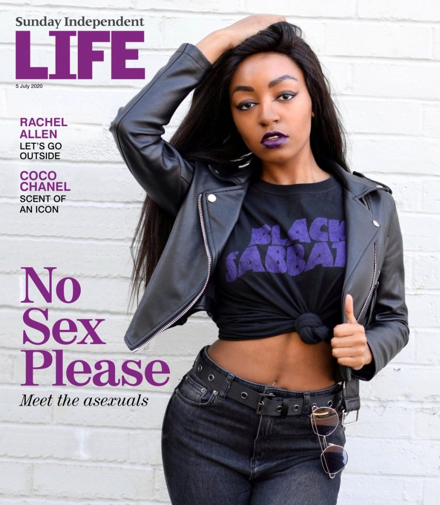 Yasmin Benoit on the cover of Sunday Independent Life Magazine next to a headline saying "No Sex Please: Meet the Asexuals"