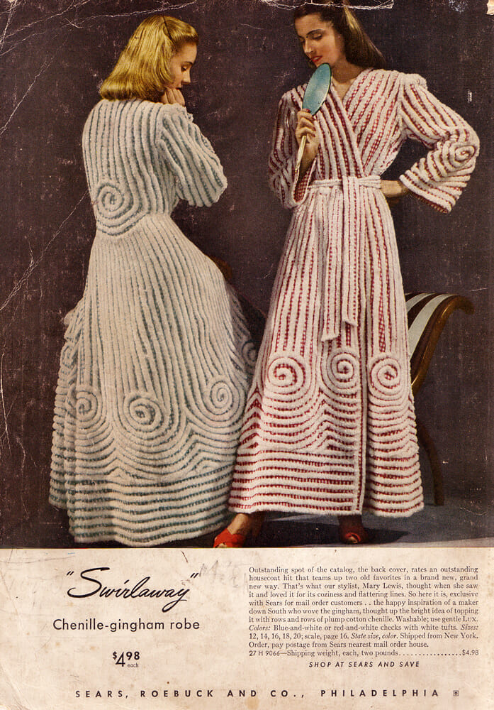 Advertisement for “Swirlaway” gingham and chenille robes