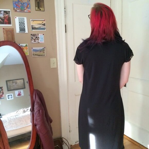 Back view of Bebe nightdress by Lusome in Noir.