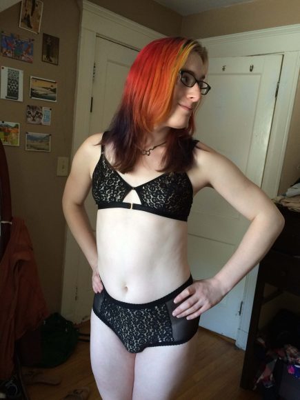 Santa Sofia black bralette and high-waist knickers by Ellesmere Lingerie