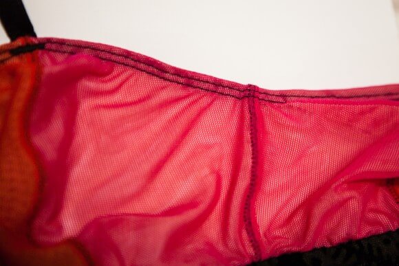 The stitching throughout my first order was inconsistent and poorly tensioned. Impish Lee sweetheart bralet, photo by K Laskowska