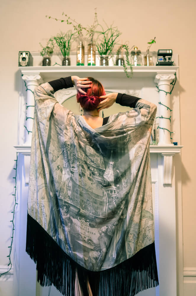 Norwegian Wood Fringe Robe - Silk Chiffon | Hattie Watson Collaboration | Model: Victoria Dagger | Photo © Alyxander Ryan