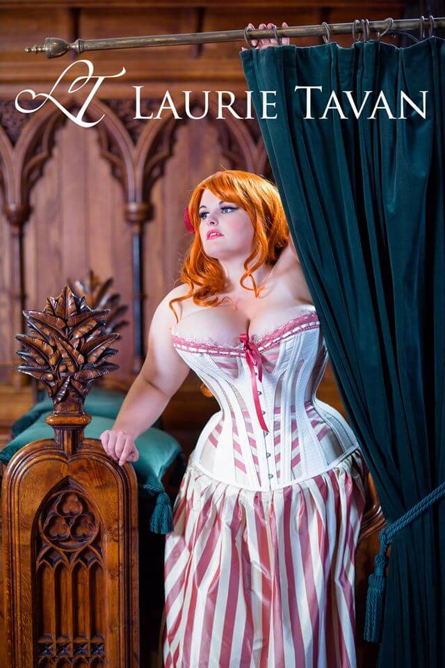 Laurie Tavan pink and cream overbust corset | Model: Evie Wolfe | Photo © Chris Murray