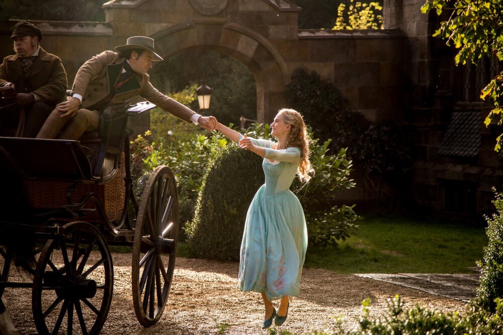 Lily James in a simpler day costume for Cinderella.