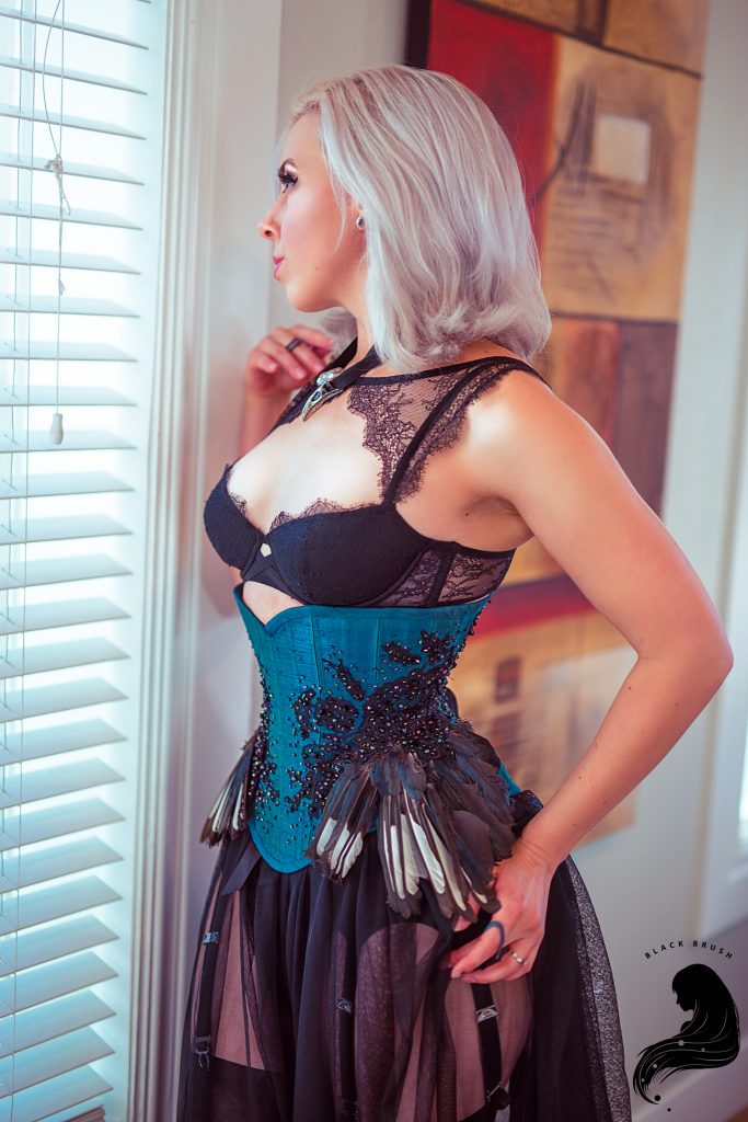  Lovely Rats "Magpie" corset. Model: Heidi of Strait-Laced Dame Corsetry.