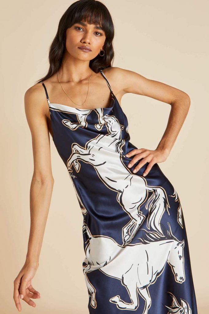 Olivia Von Halle horses print silk gown