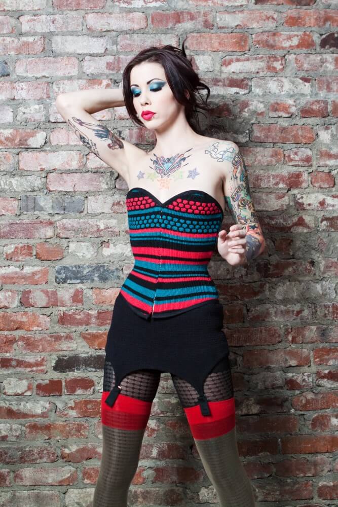 Pop Antique knit Vamp corset | Model: Krysta Kaos | Photo © Razo Photo