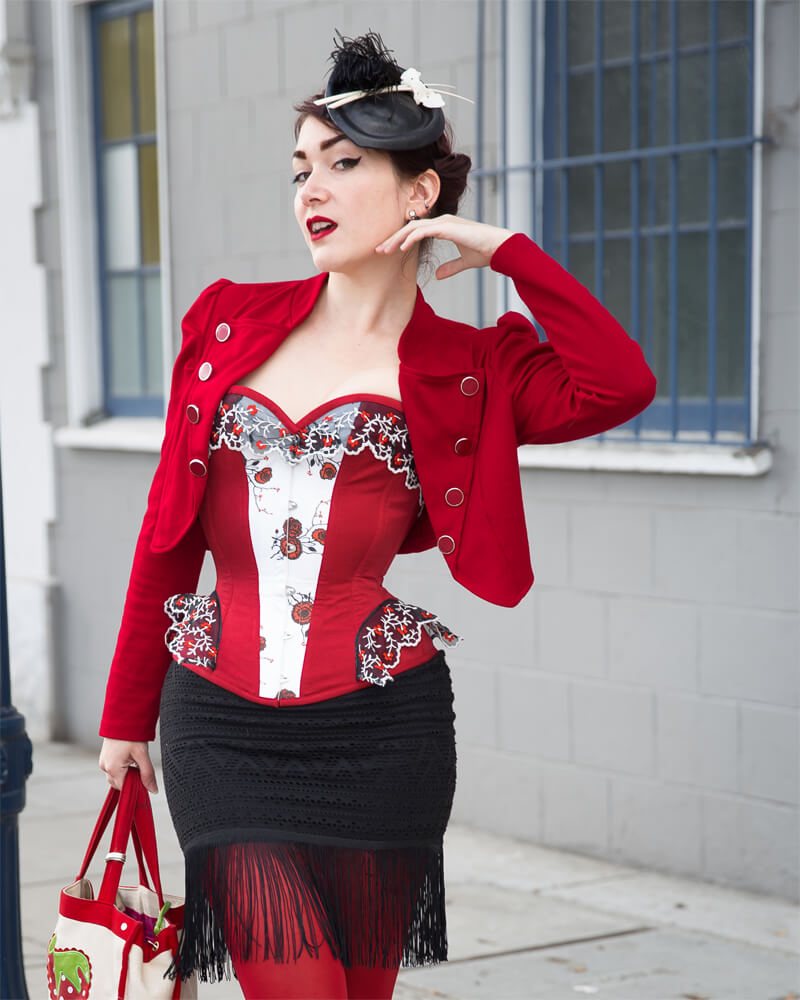 Pop Antique Valentine corset with fashion-conscious details and styling | Model: Victoria Dagger | Photo © John Carey