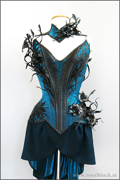 Royal Black couture corset "Mystique Lillies"