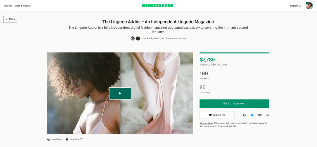 The Lingerie Addict Kickstarter