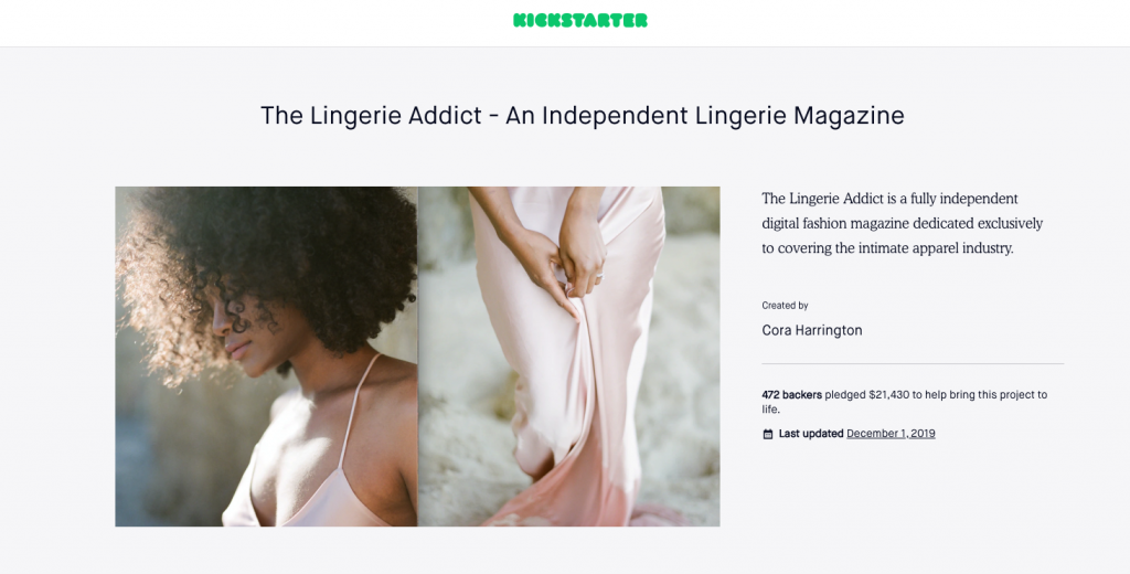 The Lingerie Addict Kickstarter Success