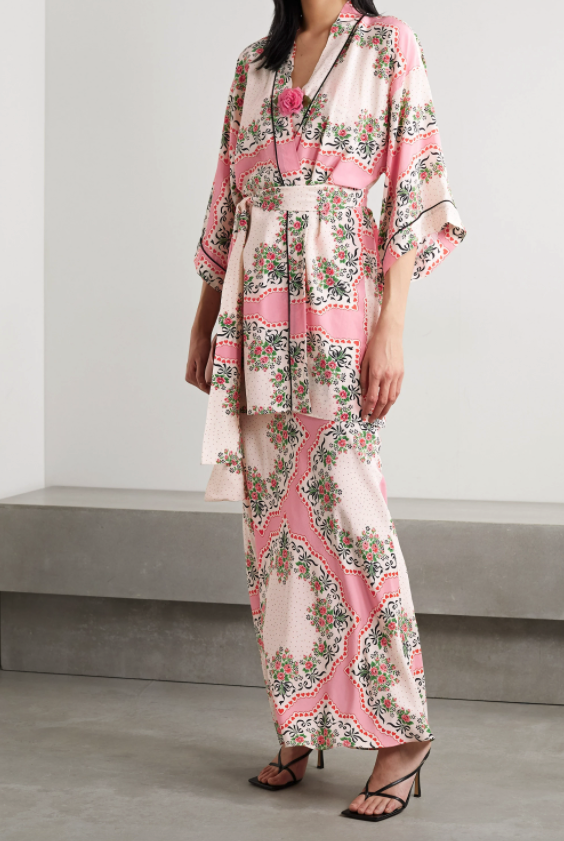 Rodarte belted printed silk crepe de chine robe and gown