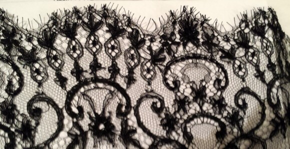 An embellished leavers lace by Sophie Hallette that I use in my designs. The wholesale cost of this is roughly in excess of £35 per metre. It's simply impossible for a piece of lingerie that uses this kind of fabric to carry the same price tag as a piece from Walmart.