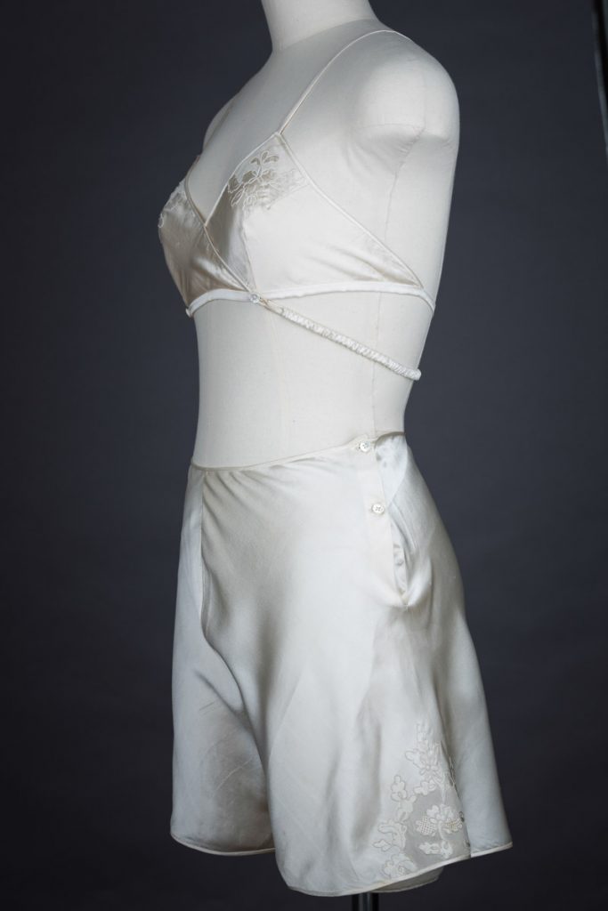 Embroidered Silk Kestos Style Bra & Tap Pant Set, c. 1930s, from The Unerpinnings Museum collection. Photography by Tigz Rice.