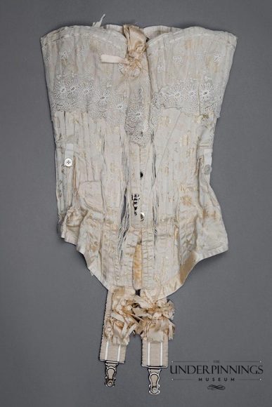 This Edwardian corset is exquisitely beautiful and wonderfully complex. The pattern for this garment is extremely challenging and this piece would have been quite restrictive to wear, compared to corsets from the previous century. From The Underpinnings Museum collection. Photo by Tigz Rice Studios