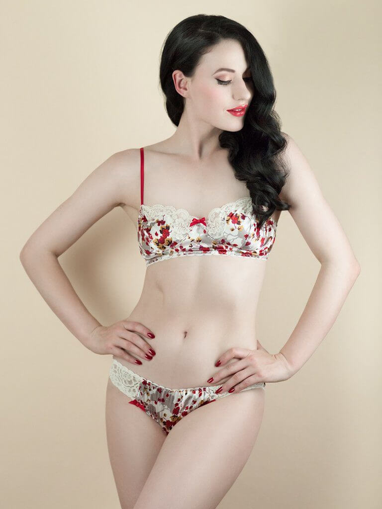Ayten Gasson Holly Red Silk Bralette and Knicker. Tigz Rice Studios.