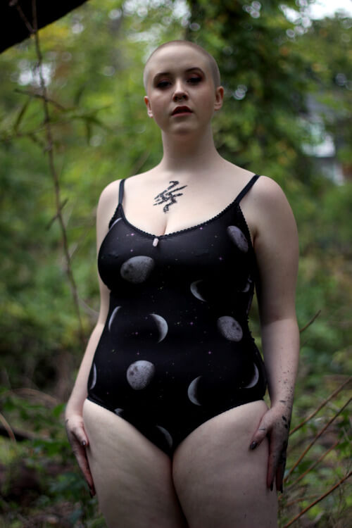 Bettie Fatal Marie Catherine Bodysuit. Halloween Lingerie. Lunar Moon Bodysuit.