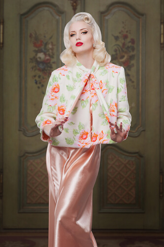 Peach Satin Nightgown and Reversible Bedjacket by Betty Blues Loungerie