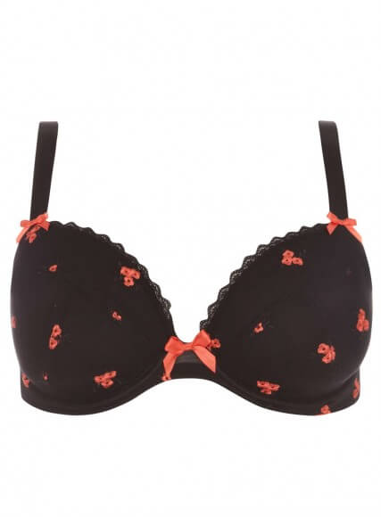 Black Floral Plunge Bra by Evans  42B to 50E (US sizing)