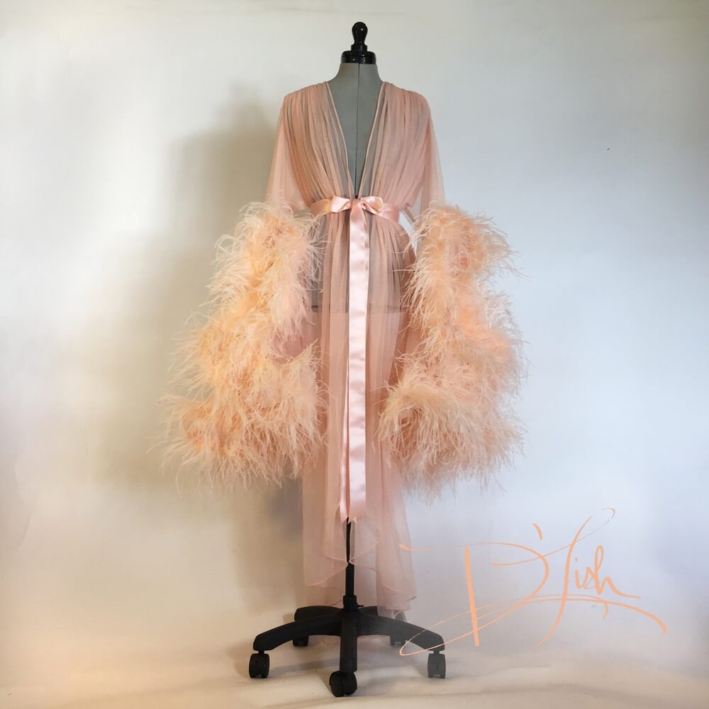 Boudoir by D'lish Ostrich Dressing Gown 