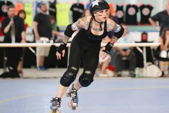 Suzy Hotrod, one of derby's most famous skaters, photographed by David Dyte
